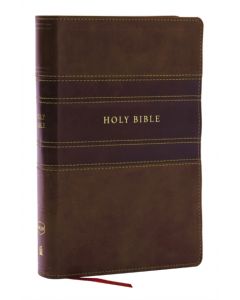 NKJV Personal Size Large Print Bible with 43,000 Cross References, Brown Leathersoft, Red Letter, Comfort Print (Thumb Indexed)