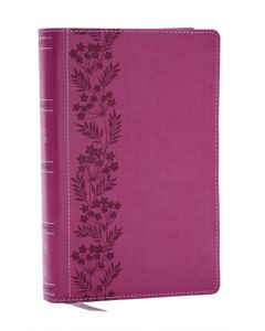 NKJV Personal Size Large Print Bible with 43,000 Cross References, Pink Leathersoft, Red Letter, Comfort Print (Thumb Indexed)